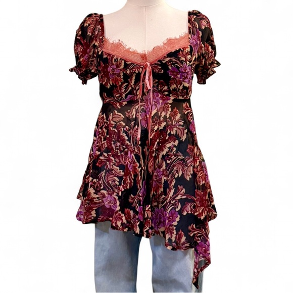 Anthropologie Whimsygoth Fairycore XS Sheer Asymmetrical Flowy Goth Romantic - Picture 3 of 7